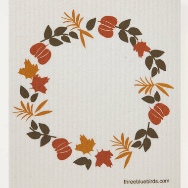 Autumn Wreath Swedish Dishcloth