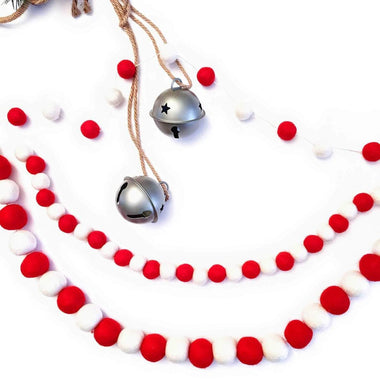 Red & White Wool Garland Ornament - Large