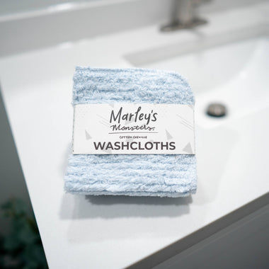 Washcloths: Cotton Chenille - 4 Count Set (Sky Blue)