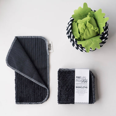 Washcloths: Cotton Chenille - 4 Count Set - Black