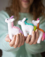 Rainbow Unicorn Holiday Eco Wool Ornaments