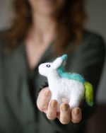 Rainbow Unicorn Holiday Eco Wool Ornaments