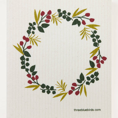 Winter Wreath Swedish Dishcloth