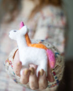Rainbow Unicorn Holiday Eco Wool Ornaments - Pink/Orange