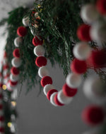 Red & White Wool Garland Ornament - Large