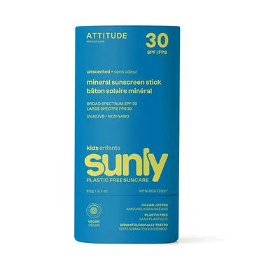 Attitude Sunly Kids Unscented SPF 30 Mineral Sunscreen Stick 2.1 oz.