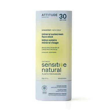 Attitude Sunly Oatmeal Sensitive Natural SPF 30 Mineral Sunscreen Face Stick 0.7 oz.