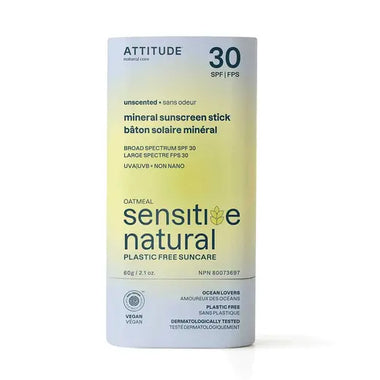 Attitude Sunly Oatmeal Sensitive Natural SPF 30 Mineral Sunscreen Stick 2.1 oz