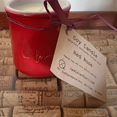 Soy candle - in Recycled Yogurt pot - Red Rose