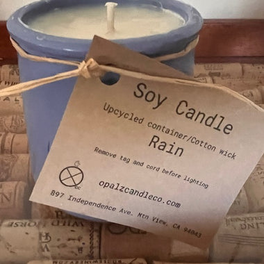 Soy candle - in Recycled Yogurt pot - Rain