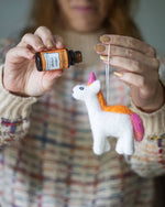 Rainbow Unicorn Holiday Eco Wool Ornaments
