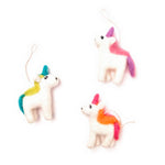 Rainbow Unicorn Holiday Eco Wool Ornaments