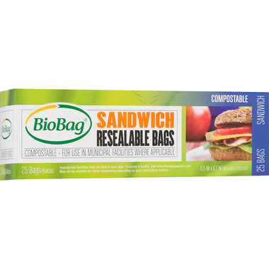 Compostable Zip Sandwich Bags - 25 Count