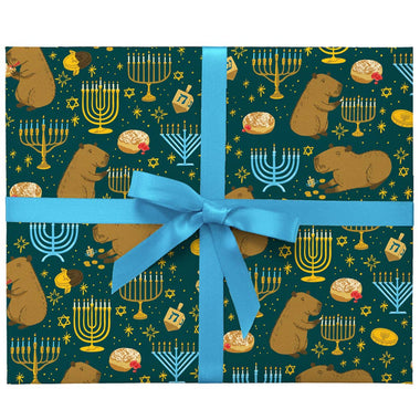 Capybara Hanukkah Gift Wrap - Single Sheet