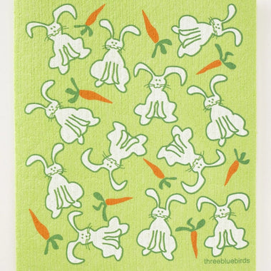 Bunnies on Green Swedish Dish Cloth