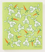 Bunnies on Green Swedish Dish Cloth