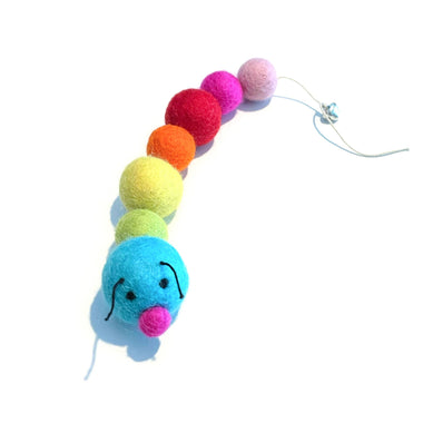 RAINBOW Caterpillar Eco Wool Pet Toys (rainbow colors)
