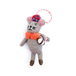 Cesar The Candy Cane Mouse Holiday Eco Wool Ornament