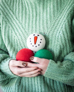 Vintage Holidays Set of 3 Eco Dryer Balls - Snowman RED