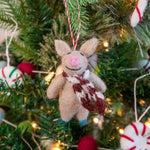 Happy Piggy Holiday Eco Wool Ornament