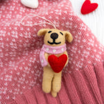 Valentine's Dog Felt Wool Ornament - Kona
