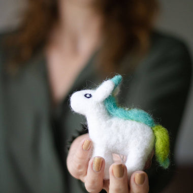 Rainbow Unicorn Holiday Eco Wool Ornaments