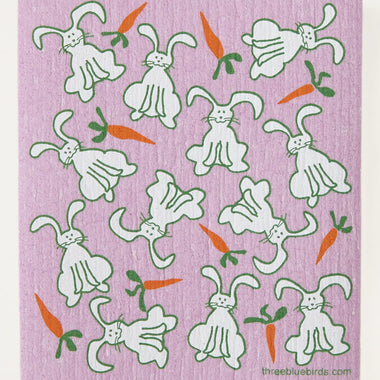 Bunnies on Rose Swedish Dish Cloth