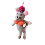 Cesar The Candy Cane Mouse Holiday Eco Wool Ornament