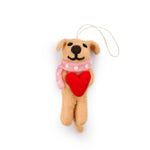 Valentine's Dog Felt Wool Ornament - Kona