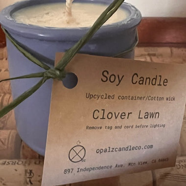 Soy candle - in Recycled Yogurt pot - Clover Lawn
