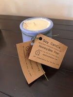 Soy candle - in Recycled Yogurt pot - Honeydew Pear with Rose Quartz
