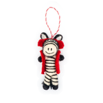 Zebra in Red Holiday Eco Wool Ornament