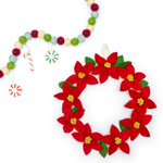 Red Poinsettia Holiday Felt Wool Wreath