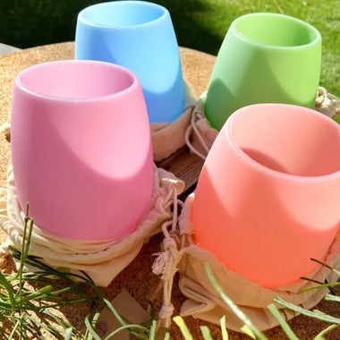 Portable silicone wine cups - 4pk
