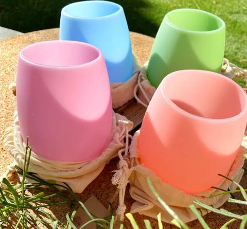Portable silicone wine cups - 4pk