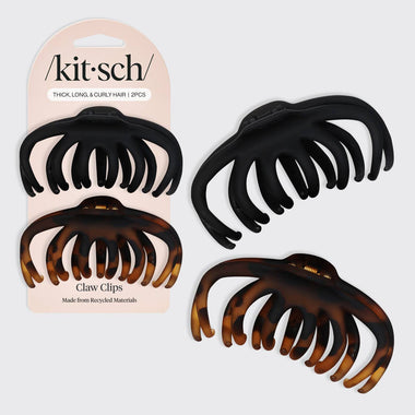 Recycled Plastic Octopus Claw Clips 2pc - Black & Tort