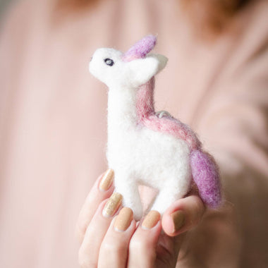 Rainbow Unicorn Holiday Eco Wool Ornaments - Pink/Purple