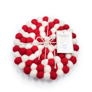 Red & White Wool Trivet