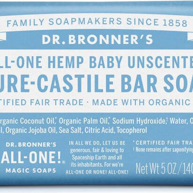 Dr Bronners Pure Castile Bar Soap - Baby Unscented