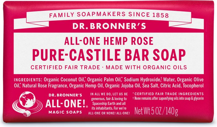 Dr Bronners Pure Castile Bar Soap - Rose – Byrd's Plastic Free Market
