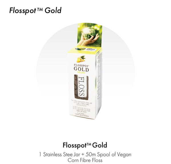 FlossPot Gold stainless steel floss container (50m floss)