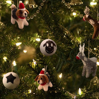 Santa's helpers - wool dog ornaments